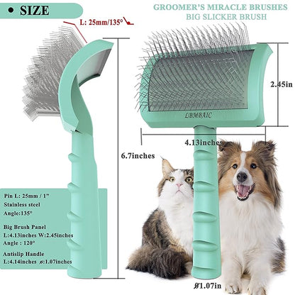 Metal Grooming Comb （7.5inches）and Extral Long Pin Slicker Brush （25mm）