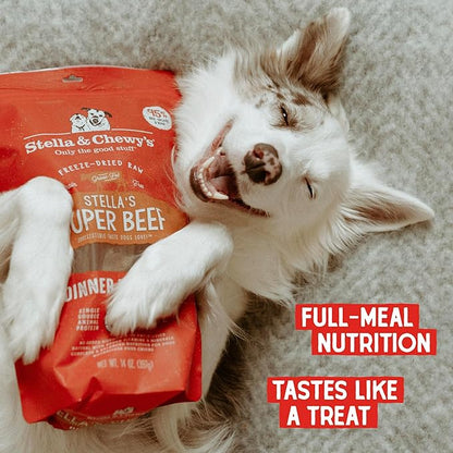 Stella & Chewy's Freeze Dried Raw Dinner Patties – Grain Free Dog Food, Protein Rich Stella’s Super Beef Recipe – 5.5 oz Bag