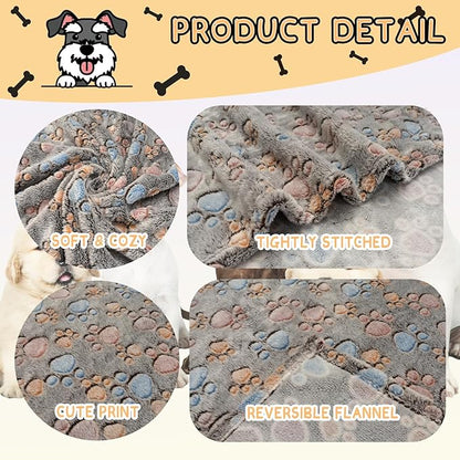 Rezutan Upgraded Dog Blankets for Large Dogs, Dog Cat Flannel Blankets Washable, Soft Pet Mat Throw Cover for Kennel Crate Bed, Cute Paw Pattern, Dog Blanket, Pet Blanket