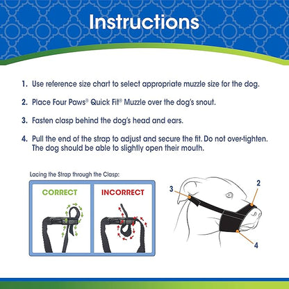 Four Paws Walk-About Quick-Fit Dog Muzzle 2 - Small ,Black