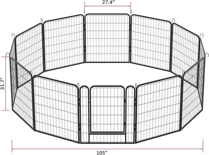 KEIKI 16 Panels 31.7" H Heavy Duty Metal Playpen with Door for Dog Fence,Pet Exercise Pen Versatile Shape for Outdoor Indoor