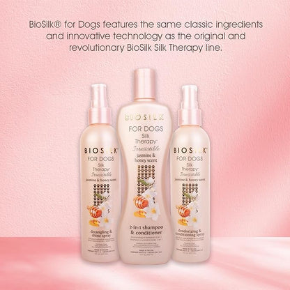 BioSilk for Dogs Silk Therapy Irresistible 2-in-1 Shampoo and Conditioner, Scented, Jasmine and Honey Scent, Paraben Free, Made in The USA, 12 Fl Ounces