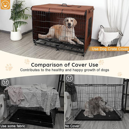 Dog Crate Cover 30 Inch Thickened Dog Kennel Cover Windproof Puppy Cage Cover with Mesh Windows on Both Sides Portable Crate Covers for Dogs Cages Fit for Indoor/Outdoor Use