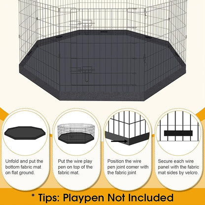 Artmalle Dog Pet Playpen 8 Panel 24 Inch Bottom Pad Cover for Small Medium Pets Indoor Outdoor (Only Cover,Playpen Not Included)(Black Bottom pad Cover)