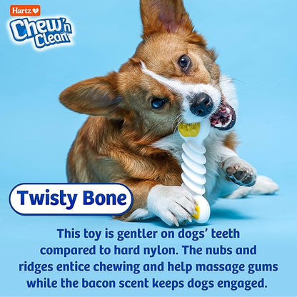 Hartz Chew ‘n Clean Twisty Bone Dog Chew Toy, Bacon Scented Chew Toy for Moderate Chewers, Small/Medium, Color Varies