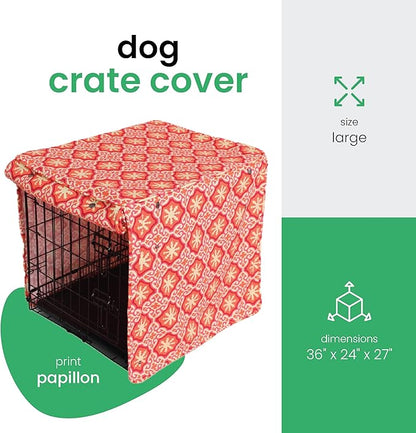 Molly Mutt Papillon Dog Crate Cover, 100% Cotton Canvas Cover with 2 Roll-Up Panels, Ideal for Dog or Cat Crate, Durable, Washable, and Free of Harmful Chemicals, 36" x 24" x 27"