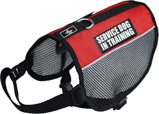 Service Dog in Training mesh Vest Harness Cool Comfort. Purchase Comes with 2 Reflective Service Dog in Training Removable Patches. Please Measure Your Dog Before Ordering