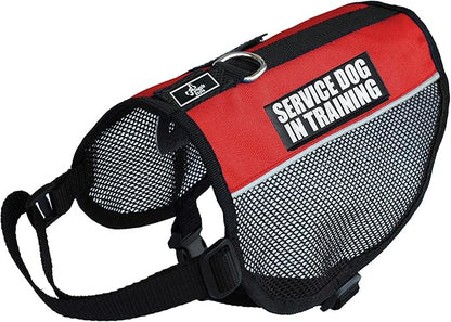 Service Dog in Training mesh Vest Harness Cool Comfort. Purchase Comes with 2 Reflective Service Dog in Training Removable Patches. Please Measure Your Dog Before Ordering