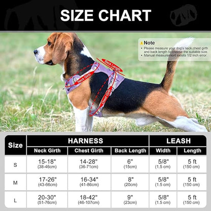 No Pull Dog Harness and Leash Set,Reflective Dog Harness with Easy Control Soft Handle,Adjustable and Comfortable for Easy Walking,Fit Small Medium Large Breed Dogs,Purple,M