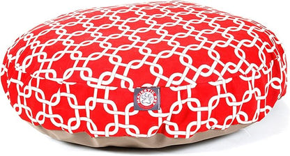 Navy Blue Links Small Round Indoor Outdoor Pet Dog Bed With Removable Washable Cover By Majestic Pet Products