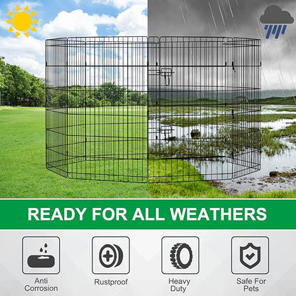 Pet Playpen Dog Pen Foldable Dog Exercise Fence 8 Panels 36 Inch Kennels Pet Playpen Options Ideal for Pet Medium Animals Outdoor Indoor