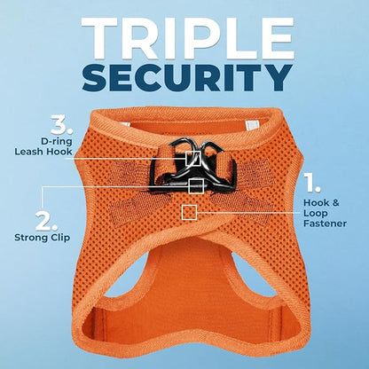 Voyager Step-in Air Dog Harness - All Weather Mesh, Reflective, No Pull Harness for Small, Medium Dogs, Cats - Secure with Hook & Loop Fastener, Buckle, Double D-Rings - Orange, XS