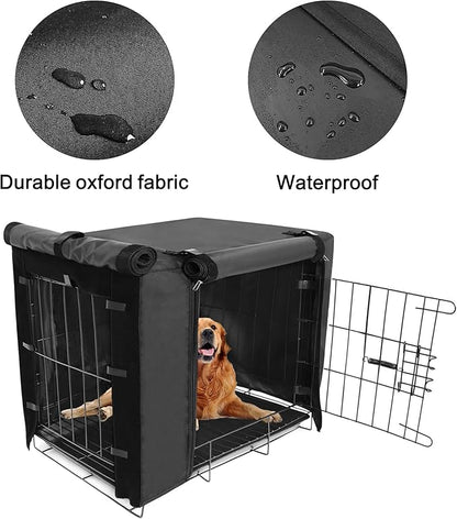 Dog Crate Cover for 36 inches Wire Dog Crate, Waterproof, Double Door for Large Pet Kennel Cover, 36 x 23 x 25inch, Black