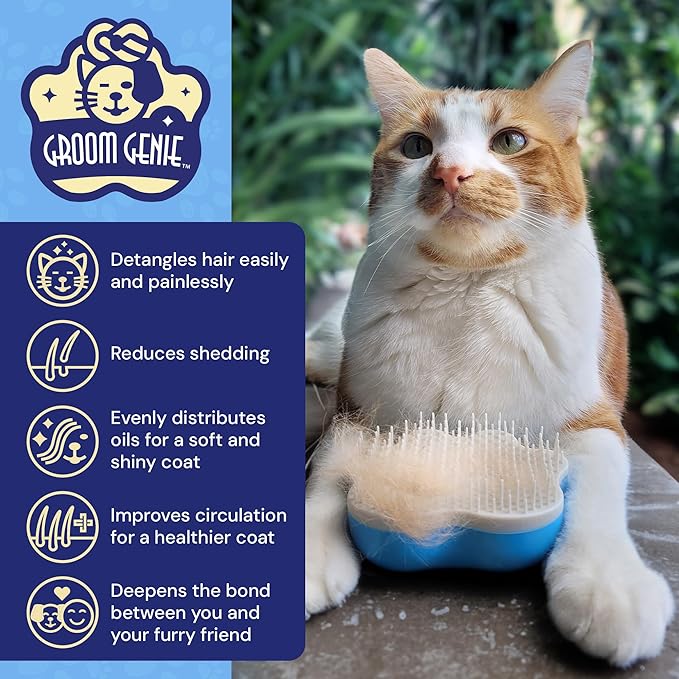 Large 5" Dog Pet Hair Massaging Brush Grooming Tool for Cats Dogs Long or Short Hair Royal Relief Blue