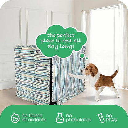 Molly Mutt I Don't Like Mondays Dog Crate Cover, 100% Cotton Canvas Cover with 2 Roll-Up Panels, Ideal for Dog or Cat Crate, Durable, Washable, and Free of Harmful Chemicals, 36" x 24" x 27"