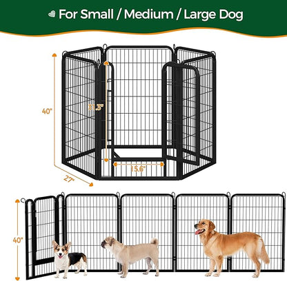 Yaheetech Dog Playpen Outdoor, 40 inch 12 Panels Dog Pen Indoor Heavy Duty Puppy Exercise Pen Metal Pet Fence for RV Camping/Yard/Garden
