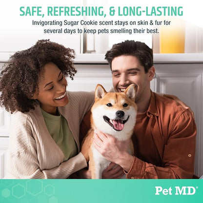 Pet MD Body Spray for Dogs & Cats - Deodorizing Dog Perfume Reduces Static & Eliminates Odor - Long-Lasting Pet Cologne Spray for Dogs - Sugar Cookie Scent - 8 oz