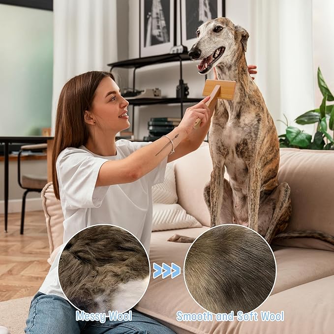 Dog Brush for Removing Shedding, Tangles and Fluff, Pin Brush for Dogs and Cats with Bamboo Handle, 1 Count, Oblong, All Hair Type, Pet Grooming Brush, Promotes Pet Relaxation