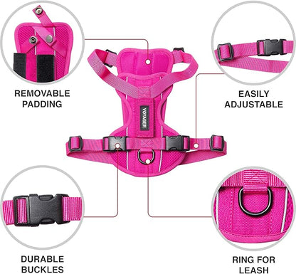 Voyager Freestyle 4-in-1 Dog Harness - Patent Pending Adjustable Webbing Harness with Removable Padding for Small to Large Dogs by Best Pet Supplies - Fuchsia, S