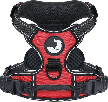 Joytale No Pull Dog Harness for Small Dogs, Reflective Pet Vest with Front Clip, Adjustable Soft Padded Harnesses with Easy Control Handle for Training and Walking, Red, S