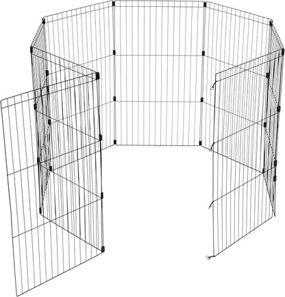 IRIS USA Metal Dog Playpen, 8-Panel 42" Pet Playpen, Puppy Playpen, Indoor/Outdoor Dog Fence, 58 x 58 x 42, Foldable, Customizable, Black