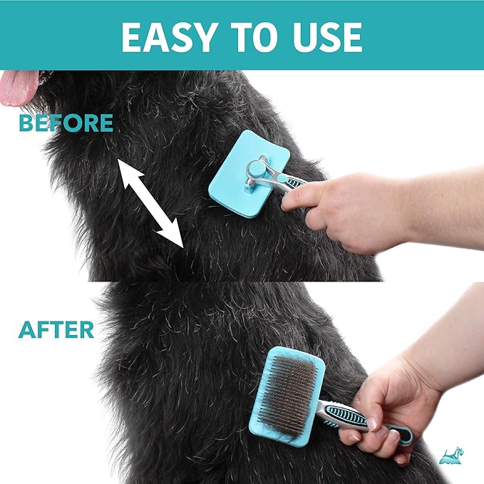 Ergonomic Pivoting Slicker Brush for Medium Dogs - Self Cleaning and Shedding Control for Loose Hair and Mats