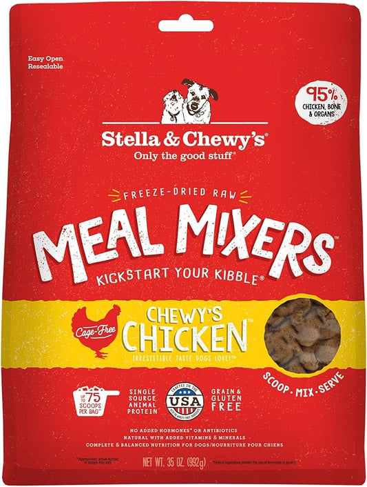Stella & Chewy's Freeze Dried Raw Chewy’s Chicken Meal Mixers – Dog Food Topper for Small & Large Breeds – Grain Free, Protein Rich Recipe – 35 oz Bag