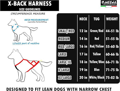 Neewa X-Back Racing Harness - XX-Large, Black | High-Performance, Reflective Gear for Slim, Long-Bodied Dogs | Suitable for Canicross, Skijoring | Neck 20in, Chest 34in, Back 27in