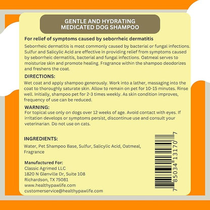 Antiparasitic & Antiseborrheic Dog Shampoo - Sulfur, Salicylic Acid and Oatmeal - Dry, Itchy, Hot Spot, Dermatitis (1 Gal)