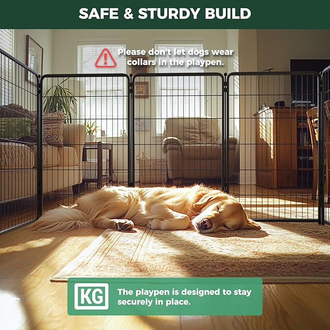 FXW Homeplus Dog Playpen for Indoor Use - Stress-Free and Safe Play, Heavy Duty 45 Inch 8 Panels Dog Pen for Large Dogs, Black│Patented