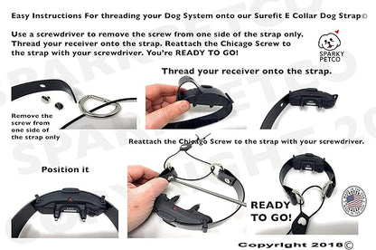 Sparky Pet Co - Surefit ECollar Replacement Strap - Bungee Dog Collar Waterproof - Adjustable - Secure Nexus Wheel Lock - for Electronic Training & Invisible Fence Systems - 1" (Reflective Yellow)