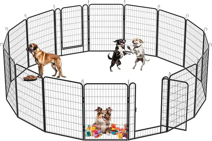 KEIKI 16 Panels 39.37" H Heavy Duty Metal Playpen with Door for Dog Fence,Pet Exercise Pen Versatile Shape for Outdoor Indoor