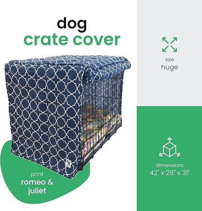 Molly Mutt Romeo & Juliet Dog Crate Cover, 100% Cotton Canvas Cover with 2 Roll-Up Panels, Ideal for Dog or Cat Crate, Durable, Washable, and Free of Harmful Chemicals, 42" x 28" x 31"