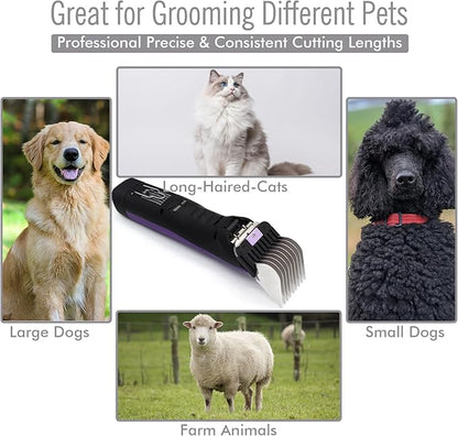 Professional A5 Style Animal Clipper Stainless Steel Color-Coded Snap-on Attachment Guard Guide Comb, 1/8"-1" Compatible with Wahl KM Series Oster A5 Andis Detachable Blade Pet Groomers (#8 - 1")