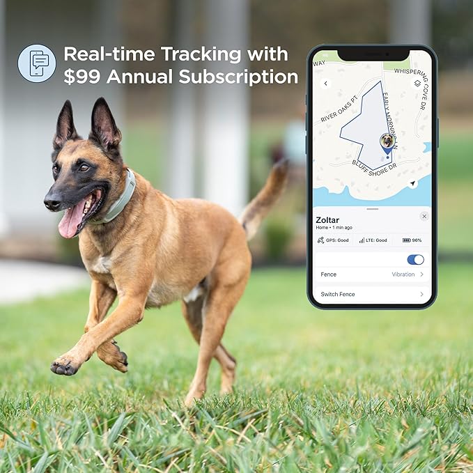Invisible Fence GPS Dog Fence & Tracking Collar Bundle with Training Flags (White) & Treat Bag (Blue), Wireless GPS Tracker Collar, for Medium & Large Dogs, Waterproof - 1 Year Subscription Included