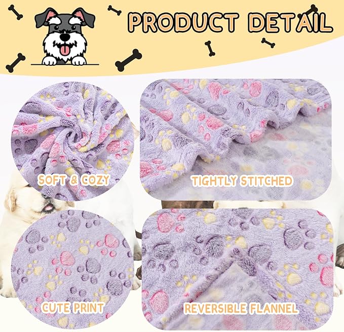 Dog Blankets for Dogs, Large Blanket Medium Blanket Dog Cat Soft Fuzzy Blankets Washable,Comfort Flannel,Fuzzy Soft Blankets for Dogs,Pet Blanket,Reversible Cow Print,41 x 31 inch，Dark Blue