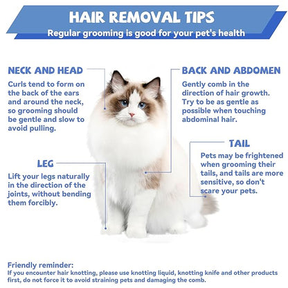 Grooming Pet Comb Rat Tail Dematting Cat and Dog Comb，Rounded Ends Design for Safe Tangle Removal, Hairstyling, Massage，Loose Hair Removal，Prevent Irritation，Fluffing Paws,Face,Tail,Remove Tear Stain