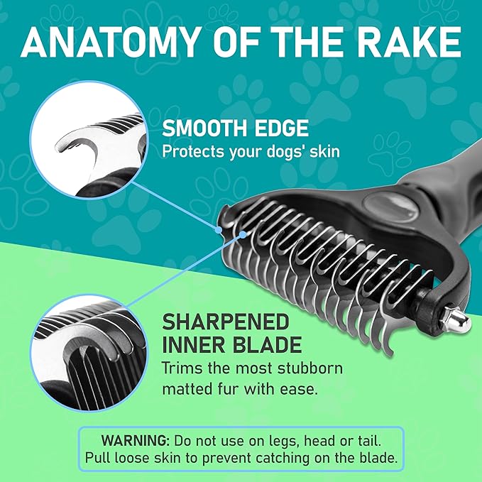Maxpower Planet Pet Grooming Brush - Double Sided Undercoat Rake for Dogs and Cats, Extra Wide, Reduce Shedding by 95%, Grey