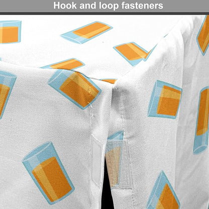 Lunarable Drinks Dog Crate Cover, Pattern of Fresh Orange Fruit Juice Scattered on a Plain Background, Easy to Use Pet Kennel Cover for Small Dogs Puppies Kittens, 22 Inch, Orange Pale Blue