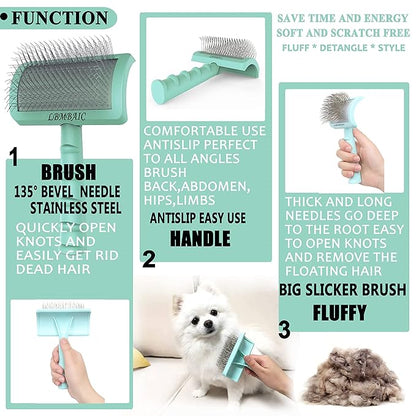 Metal Grooming Comb （7.5inches）and Extral Long Pin Slicker Brush （25mm）