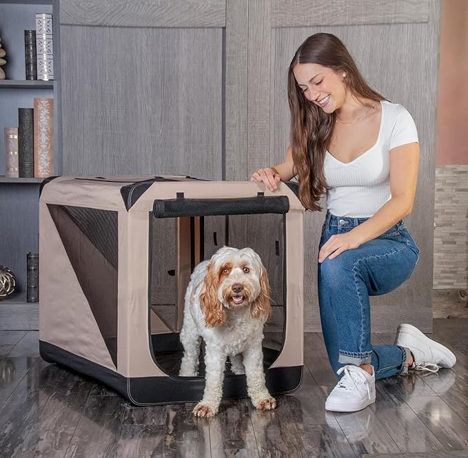 Pet Gear Insta-Fold Soft Crate for Dogs, 30", Sand