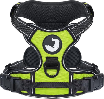 Joytale No Pull Dog Harness for Large Dogs, Reflective Pet Vest with Front Clip, Adjustable Soft Padded Harnesses with Easy Control Handle for Training and Walking, Green, L