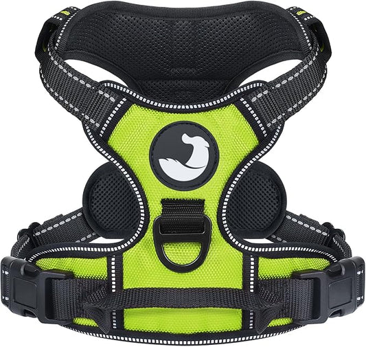 Joytale No Pull Dog Harness for Large Dogs, Reflective Pet Vest with Front Clip, Adjustable Soft Padded Harnesses with Easy Control Handle for Training and Walking, Green, L