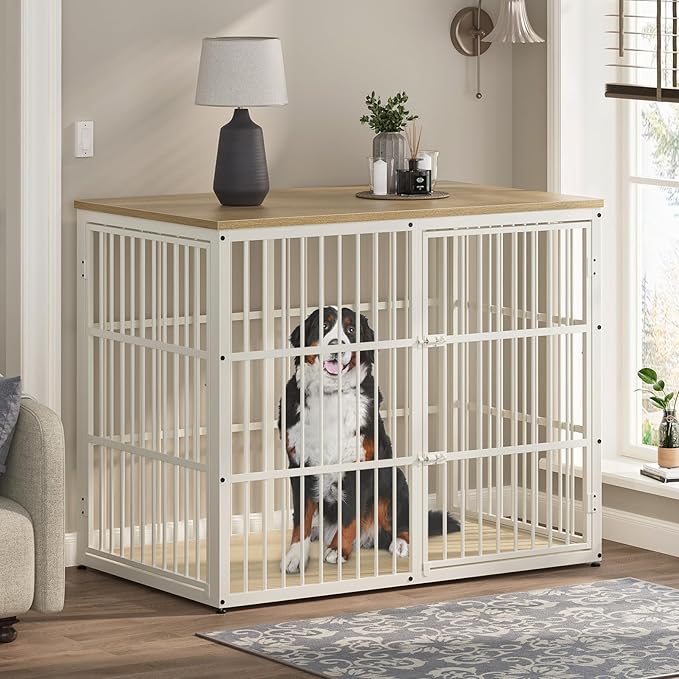 48'' XXL Dog Crate Furniture with 3 Doors,Wooden Crate End Table Heavy Duty Indoor Combination Cage for Medium to Large Dogs, Multiple Units Can be Combined, Natural Beech