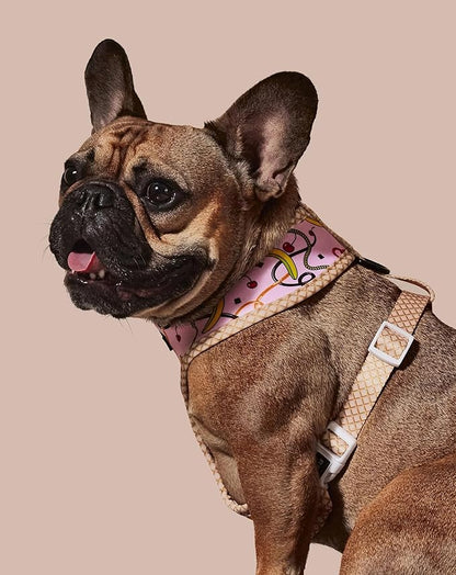 Ruffhaus NYC Pink Sprinkles Reversible Dog Harness, Ice Cream Waffle Cone, Banana Split Printed No Pull Harness Puppy Gift Girl Dog Birthday & Gotcha Day X-Large