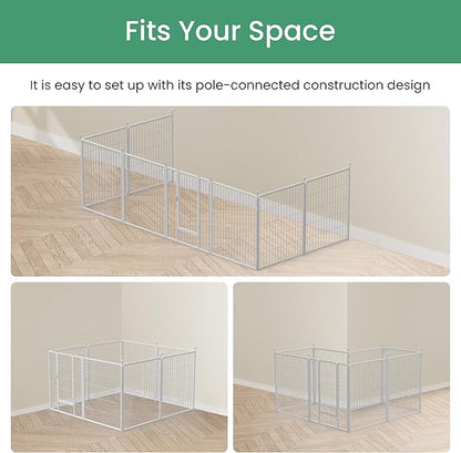 Simple Deluxe Dog Playpen, 32" Height 16 Panels Fence with Anti-Rust Coating, Metal Heavy Portable Foldable Dog Pen for Small/Medium/Large Dogs RV Camping, White