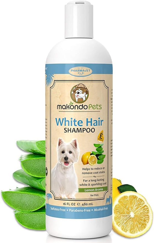 Dog Whitening Shampoo– for Dogs with White Light Colored Hair Coat Fur–White Haired Pets Shampoo for Itching Dry Sensitive Skin. Non Toxic Formula