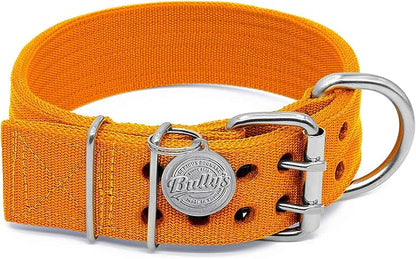 Pit Bull Collar, Dog Collar for Large Dogs, Heavy Duty Nylon, Stainless Steel Hardware (XXL, Orange Juice)