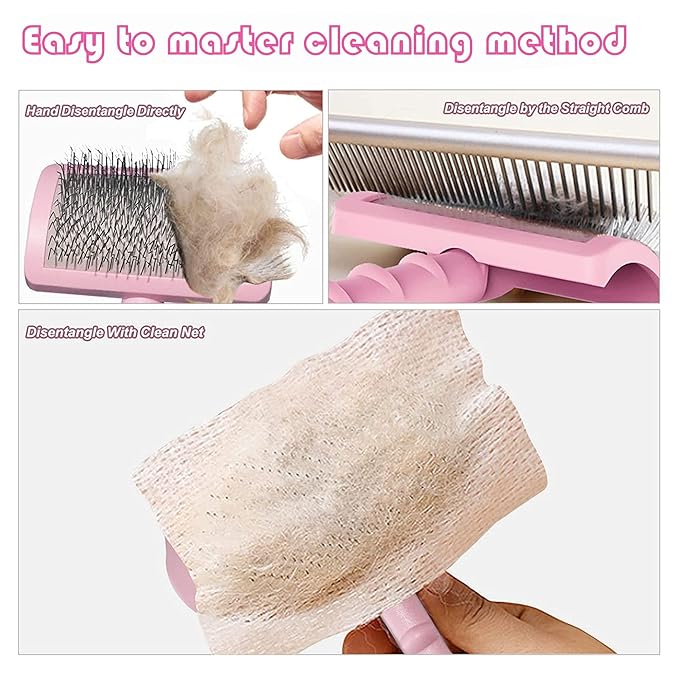 Large Slicker Brush for Dogs,Cats,Extra Long Pin Shedding Brush for Long Haired Dog,Cat, Pet Grooming Wire Brush for Thick Undercoat Curly Hair,25mm(1"),Pink