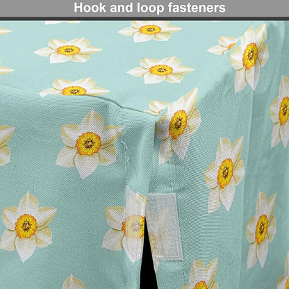 Lunarable Daffodil Dog Crate Cover, Pastel Nature Pattern with Spring Field Theme Narcissus Flower Heads, Easy to Use Pet Kennel Cover for Small Dogs Puppies Kittens, 18 Inch, Seafoam Cream Yellow
